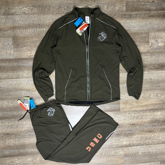 USMC New Balance Track Suit SET L/XL Long Green USA Marines